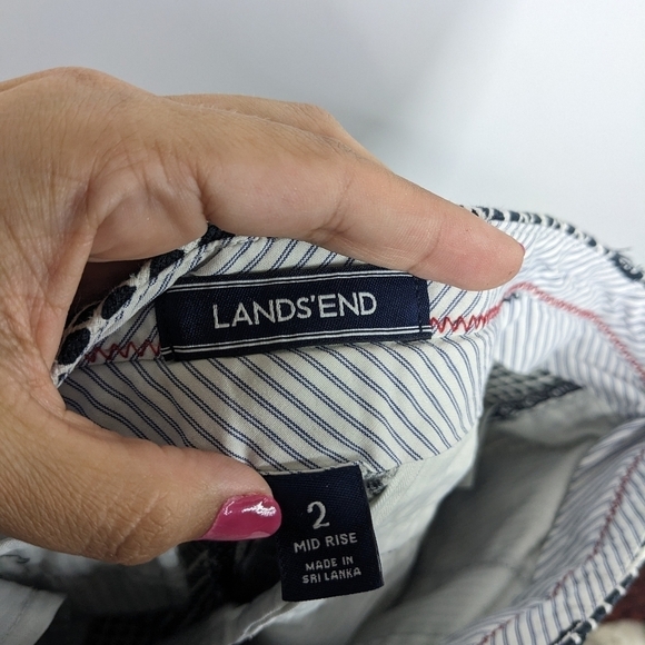 LANDS' END Mid-Rise Check Flat Front Bermuda Shorts - Picture 5 of 8